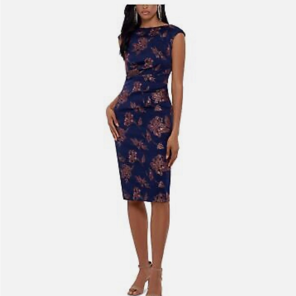 NWT Betsy&Adam Metallic Floral Party Dress